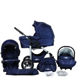 Bergsteiger 10tlg. Set: Kombi Kinderwagen "Capri" In Blau