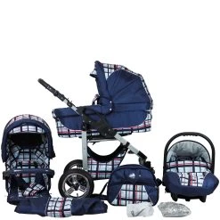Bergsteiger 10tlg. Set: Kombi Kinderwagen "Capri" In Blau/Gestreift