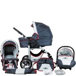 Bergsteiger 10tlg. Set: Kombi Kinderwagen "Capri" In Grau