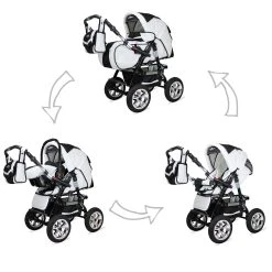Chicco shop -Chicco shop bergsteiger 10tlg set kombi kinderwagen milano in weiss schwarz 1