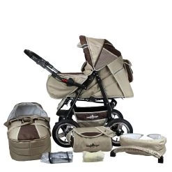 Bergsteiger 10tlg. Set: Kombi Kinderwagen "Rio" In Beige/Braun