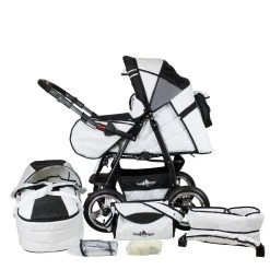 Bergsteiger 10tlg. Set: Kombi Kinderwagen "Rio" In Schwarz/Weiß