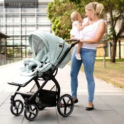 GESSLEIN Kombi Kinderwagen F4 Air+ Inkl. C2 Kompakt-Tragetasche, Gestell Schwarz/tab... -Chicco shop gesslein kombi kinderwagen f4 air inkl c2 kompakt tragetasche gestell schwarz tab 3