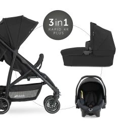 HAUCK Kombi Kinderwagen Rapid 4R Plus Trioset, Black -Chicco shop hauck kombi kinderwagen rapid 4r plus trioset black 3