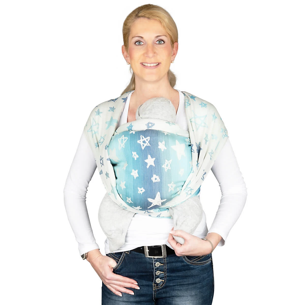 Hoppediz Babytragetuch Tragetuch KbA-Qualität Singapur Blue 2 Hoppediz Babytragetuch Tragetuch KbA-Qualität Singapur Blue