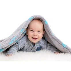 Hoppediz Einschlagdecke Fleece Babydecke In Sterne Grau-türkis -Chicco shop hoppediz einschlagdecke fleece babydecke in sterne grau turkis 2