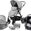 Kinderkraft Kombi Kinderwagen Moov, 3in1, Hellgrau