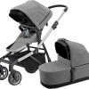 Thule Sleek + Bassinet, Stadtbuggy Mit Kinderkörbchen, Grey Melange